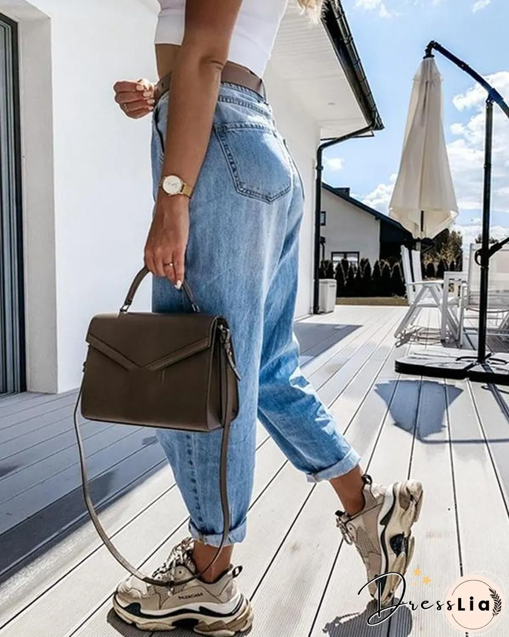 Women Fashion Denim Casual Daily Pants