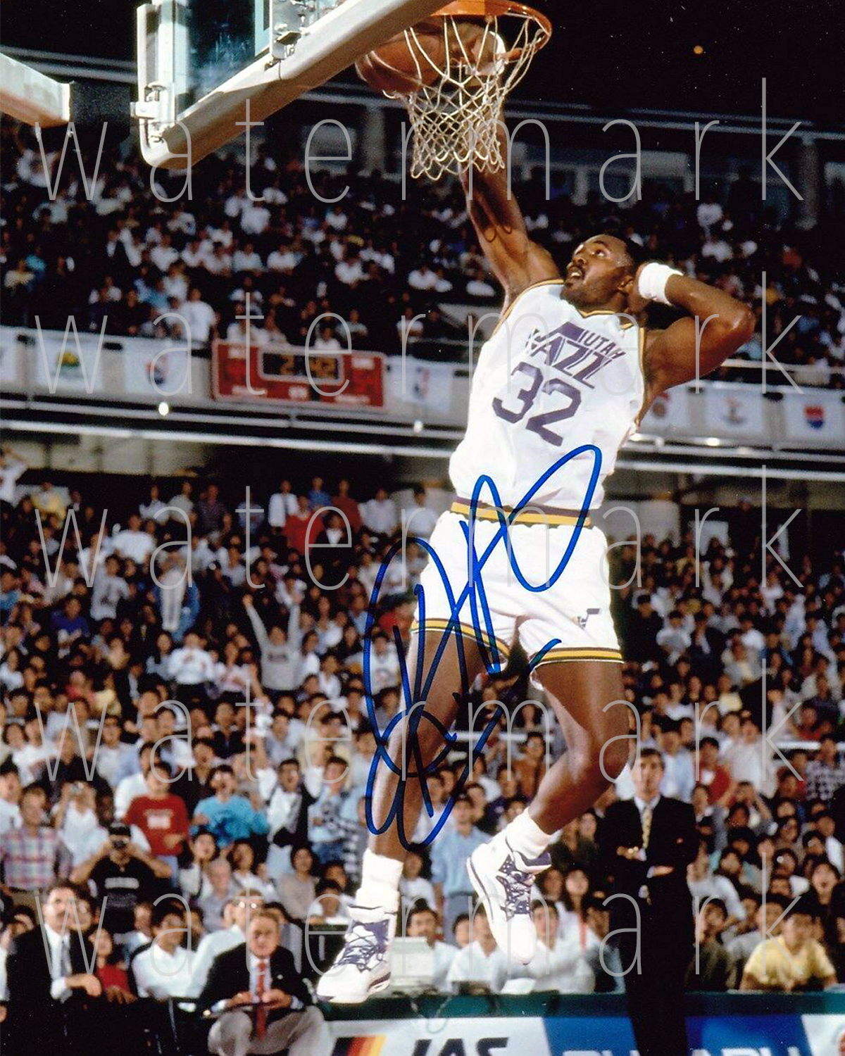 Karl Malone Jazz signed 8X10 inch print Photo Poster painting picture poster autograph RP