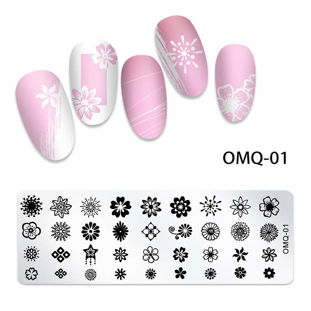 1 Set Romantic Love Nail Stamping Template Plates Set Flower Nail Stamping Polish Transfer Sponge Tool Nail Art Manicure