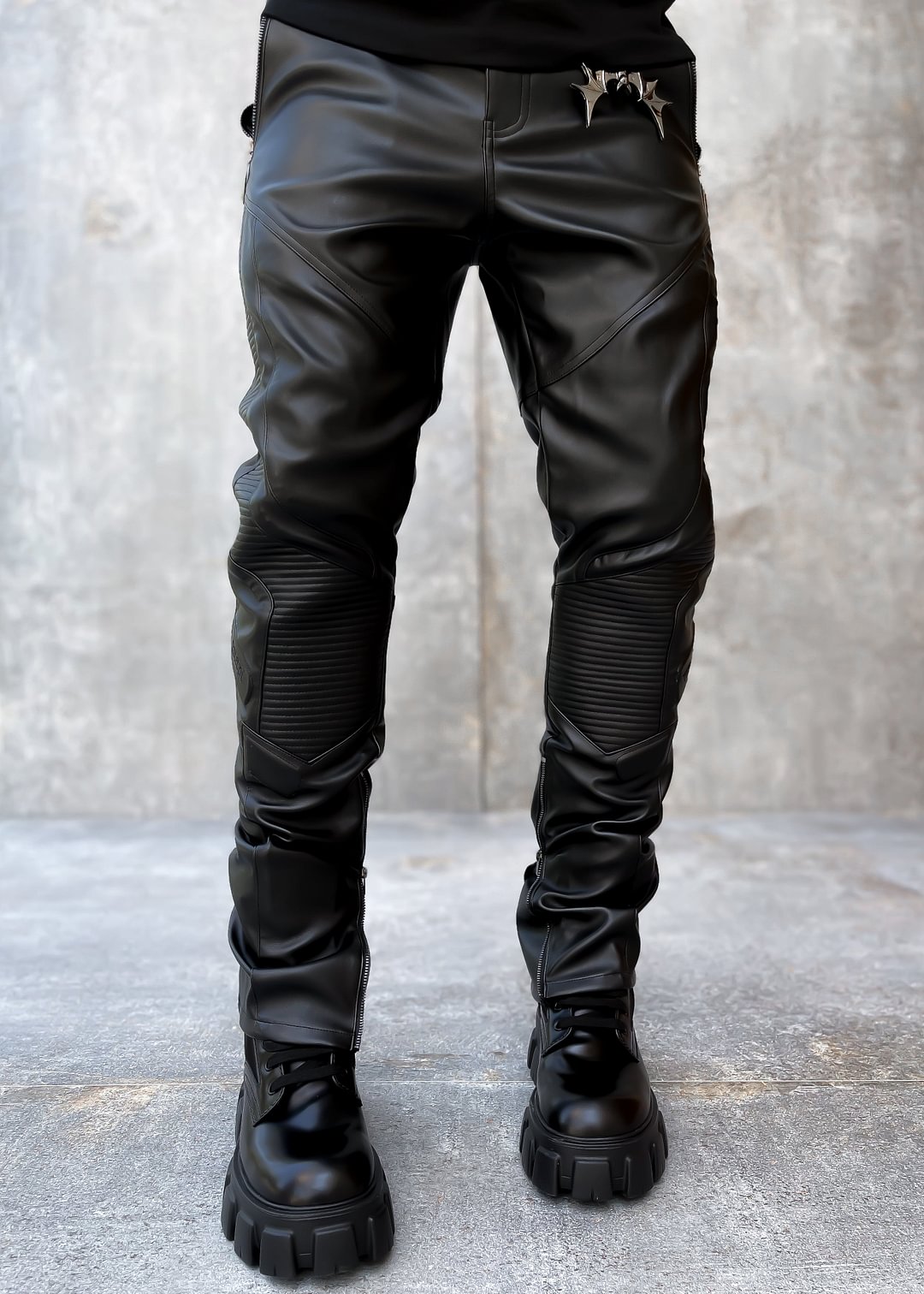 All Black Blood Diamond Leather Biker Pant