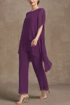Plus Size Asymmetric Hem Split Sleeve Two Pieces Set Pant Suits