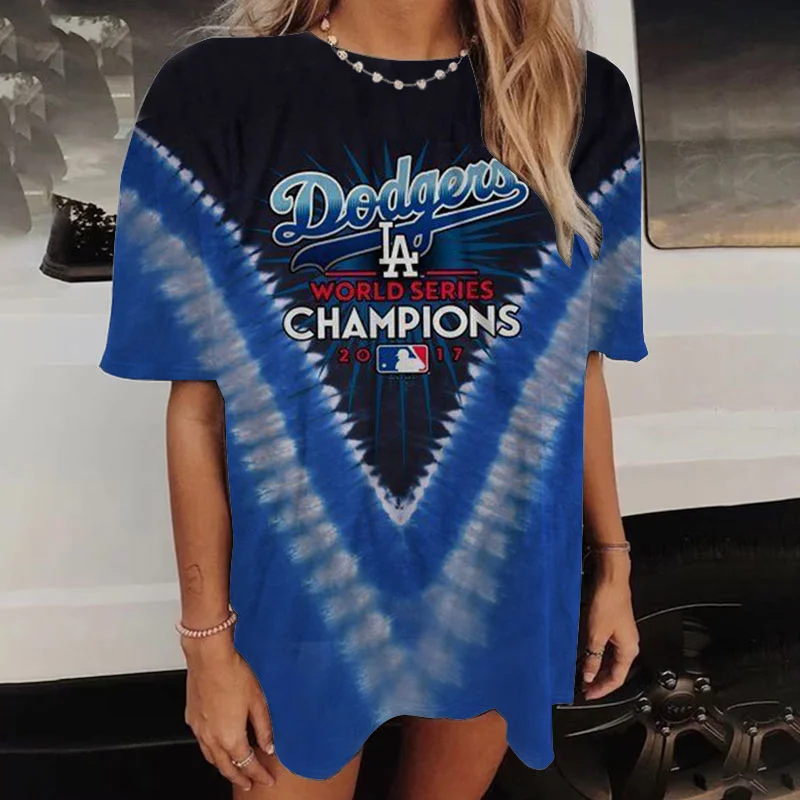 Fashion Casual Loose Baseball Los Angeles Dodgers Print  T-Shirt