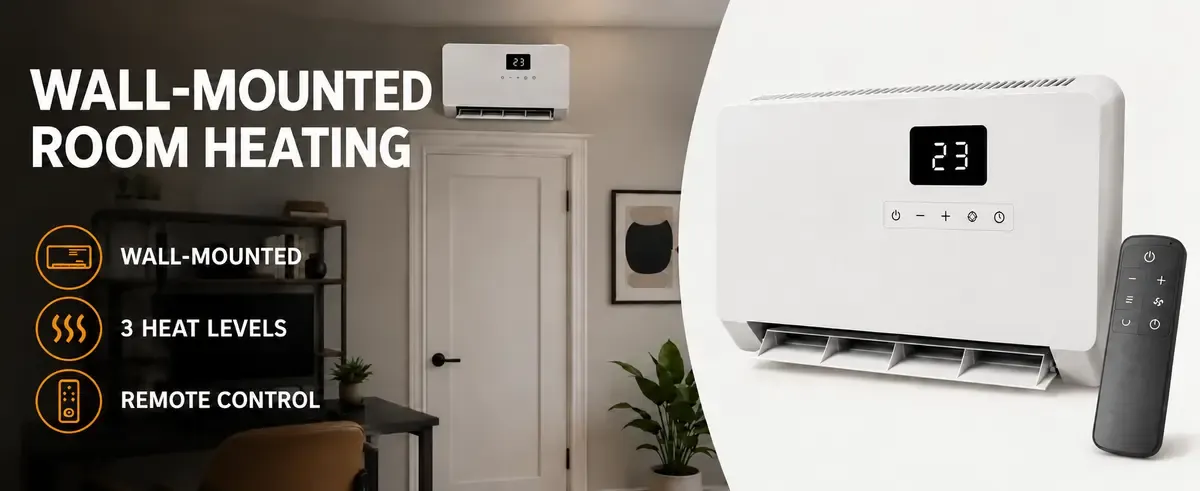 Wall-mounted room heater with remote control