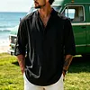 Men's Retro Vacation-Style Cotton-Linen Long-Sleeve Henley Shirt by Inlyline