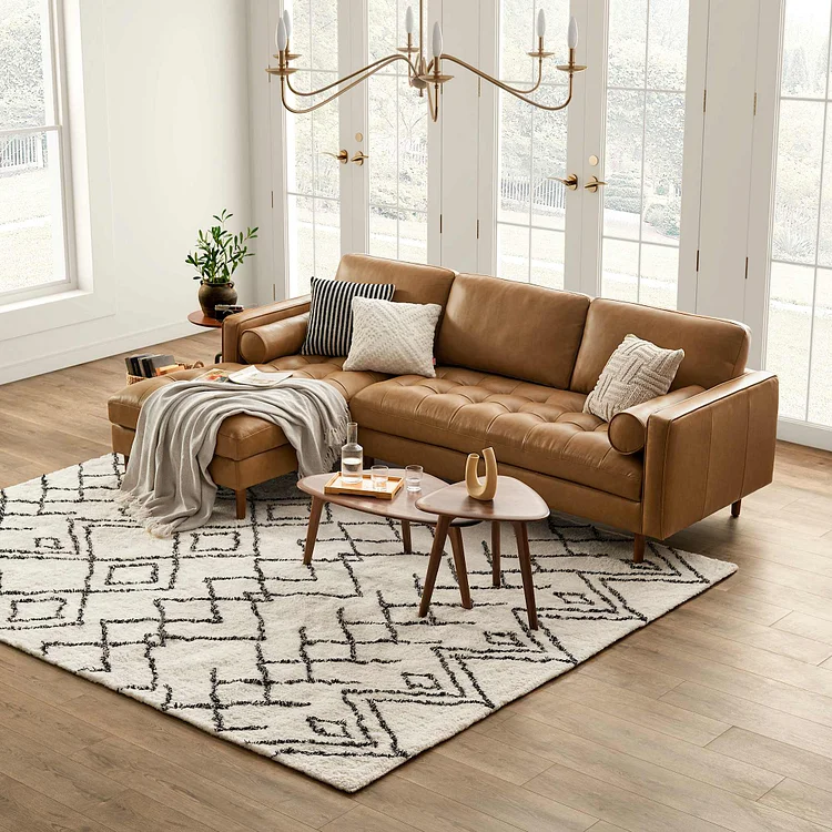 Madison Leather Chaise Sectional Sofa