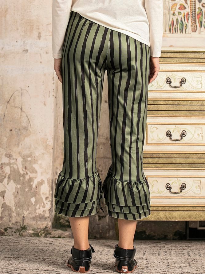 Dark Green Shift Printed Vintage Pants
