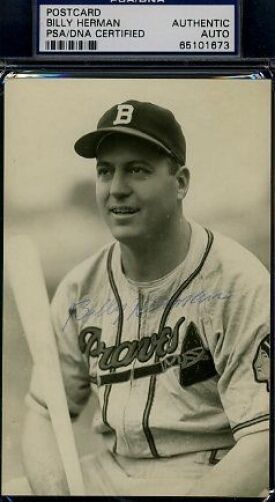 Billy Herman Braves Signed Psa/dna Vintage Photo Poster painting Postcard Certified Autograph