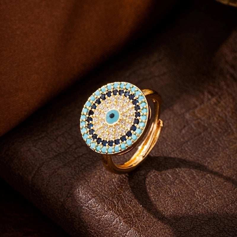 Retro Round Eye Copper Zircon Inlay Jewelry Set