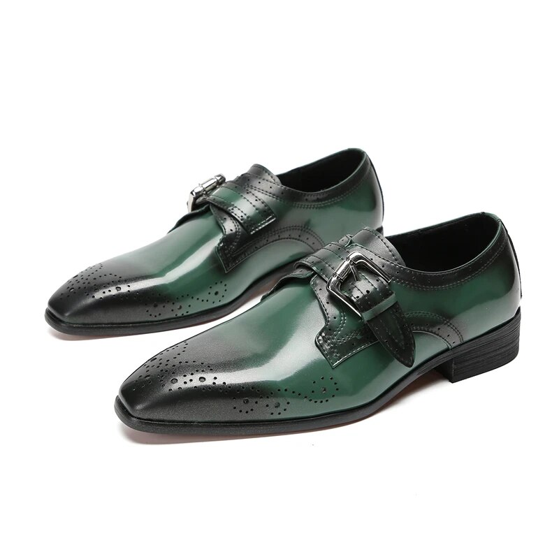 VCSHOES Original Plus Size Buckle Strap Office Shoes Pointed Toe Formal Shoes Men Genuine Leather Business Shoes