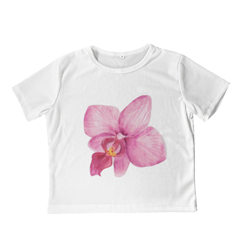 Lidudu event dresses luxury Women's Flowers Print Floral Sports Fashion Casual Short Sleeve T-shirt Graphic Tshirts Female Clothes Slim Crop Tops Y2k Tees