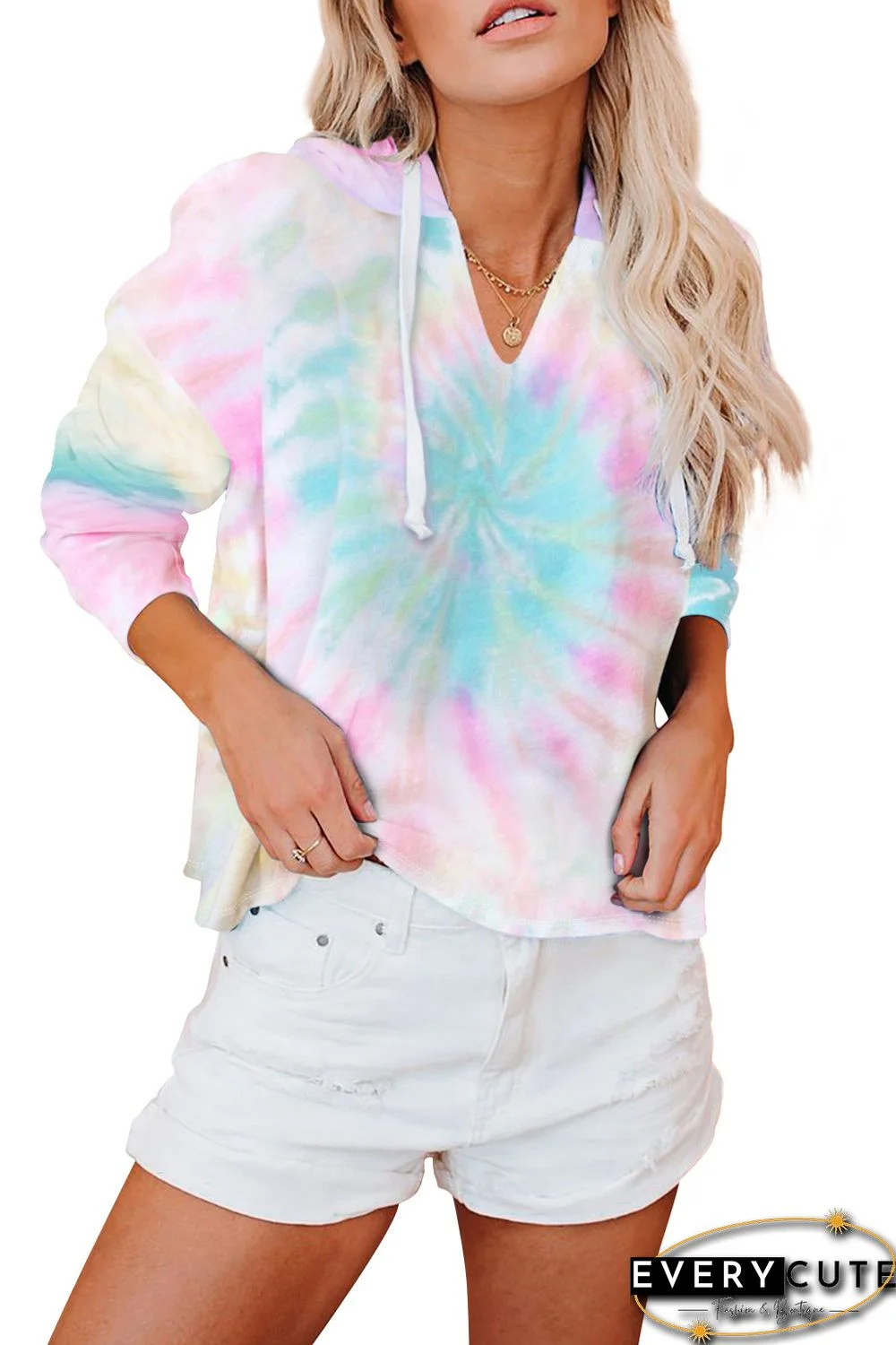 Multicolor Colorblock The Sun Cotton Blend Tie Dye Hoodie