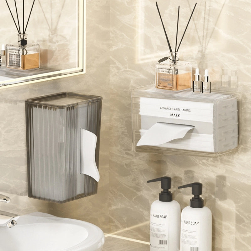 Tissue Box Wall-mounted Facial Tissue Wash Towel Storage Toilet Bathroom Kitchen Inverted Tissue Box Light Luxury Transparent