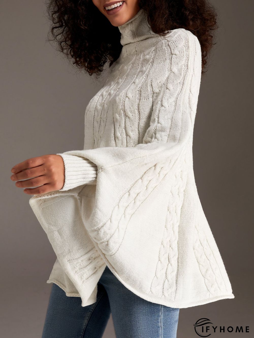 Long Sleeve High Neck Loosen Solid Daily Sweater | IFYHOME