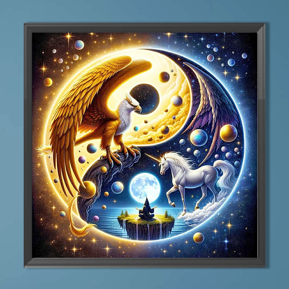 Diamond Painting - Full Round Drill - Yin Yang Eagle Unicorn(Canvas|40*40cm)