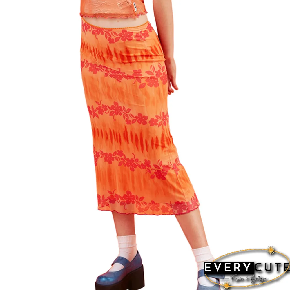 Fashion Summer Women Boho Beach Casual Style Skirts Female High Waist Floral Printing