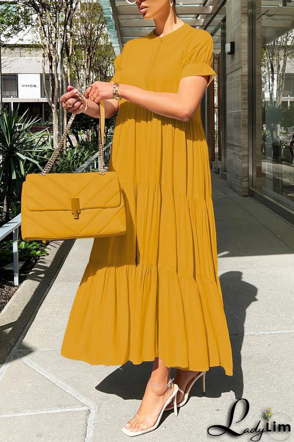 Black Casual Solid Patchwork Fold O Neck A Line Dresses