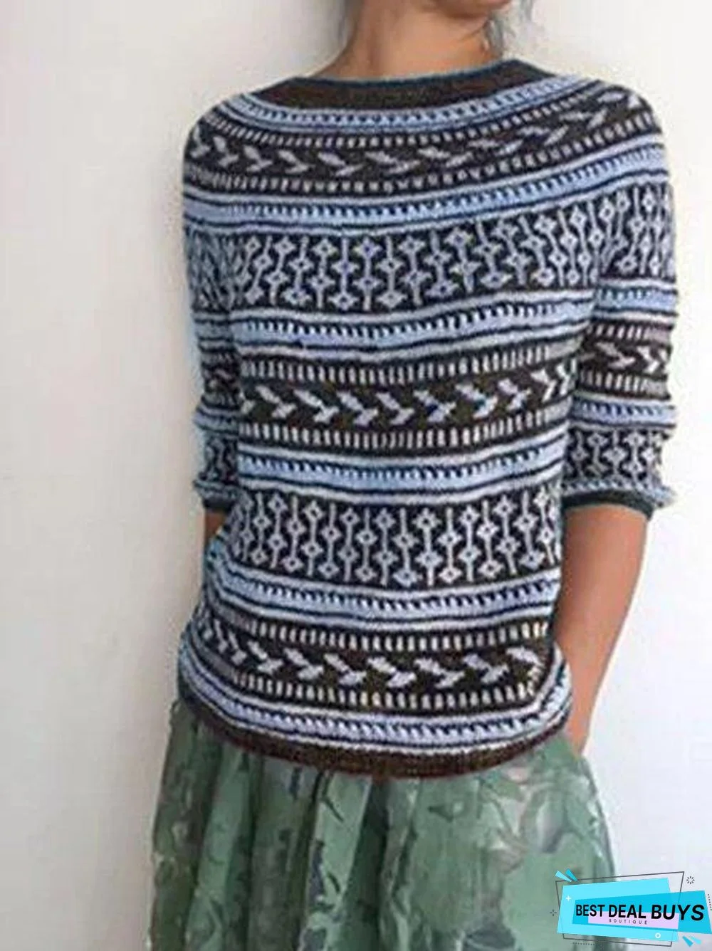 Black Long Sleeve Acrylic Sweater