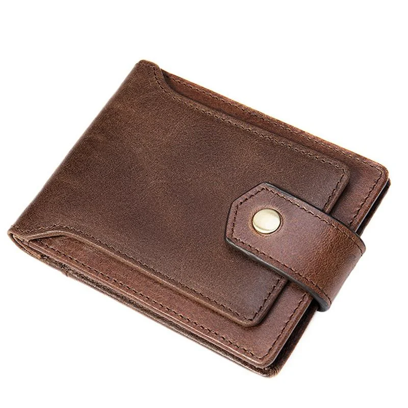 Anti-Scan Genuine Leather Currency Pocket Slip Pocket Coin Slot Lightweight Wallet