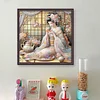 (Stamped/Counted) Kimono Woman Drinking Tea-11CT Cross Stitch 50*50cm/19.69*19.69in