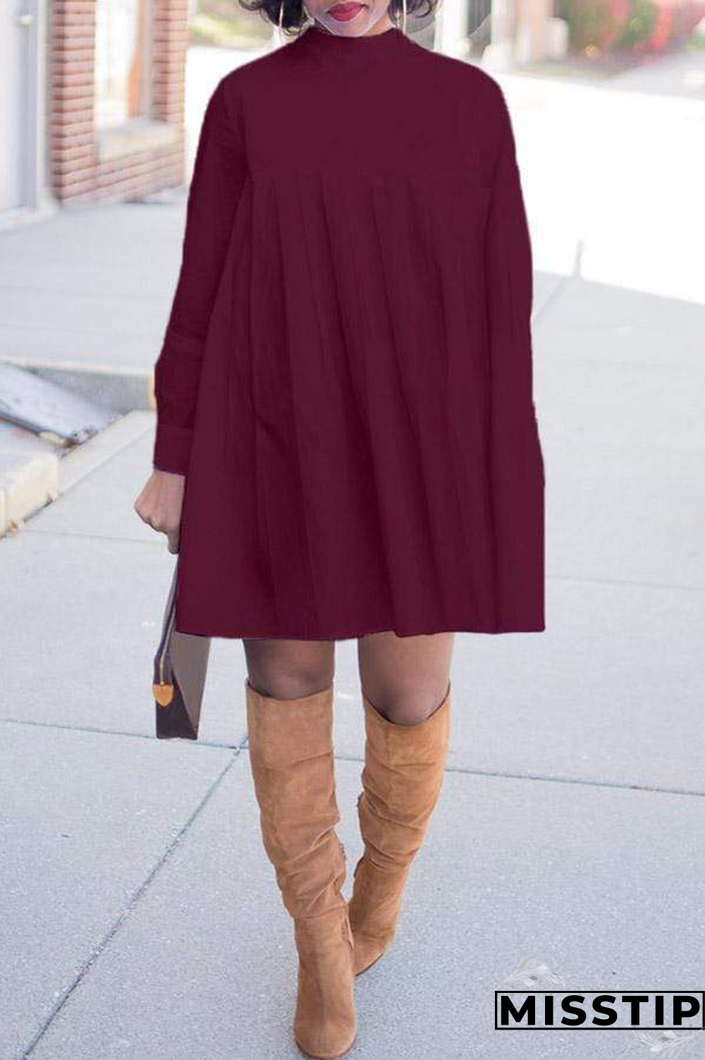 White Sexy Cap Sleeve Long Sleeves neck A-Line Knee-Length Solid Draped Patchwork Club