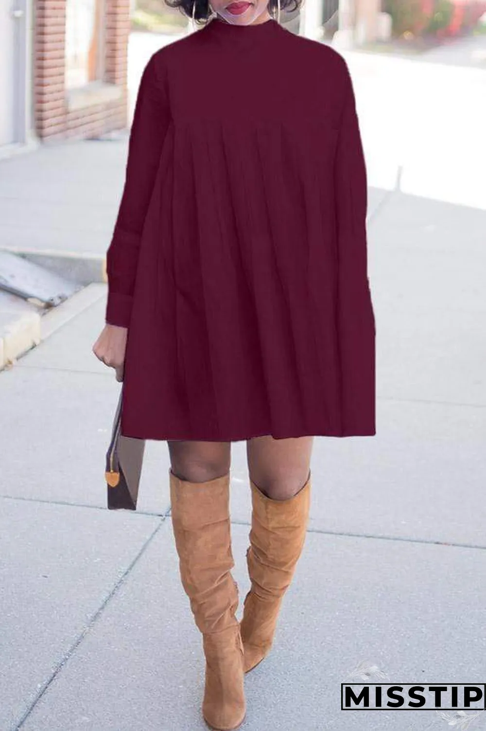 White Sexy Cap Sleeve Long Sleeves neck A-Line Knee-Length Solid Draped Patchwork Club