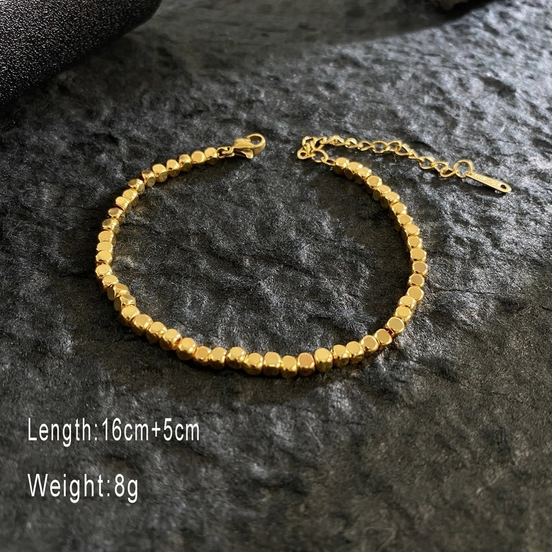 Minimalist Heart Shape Solid Color Titanium Steel 18K Gold Plated Bracelets In Bulk