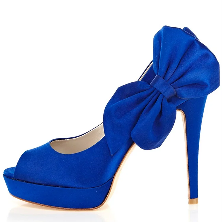Royal Blue Wedding Shoes Peep Toe Stiletto Heels Pumps |FSJ Shoes