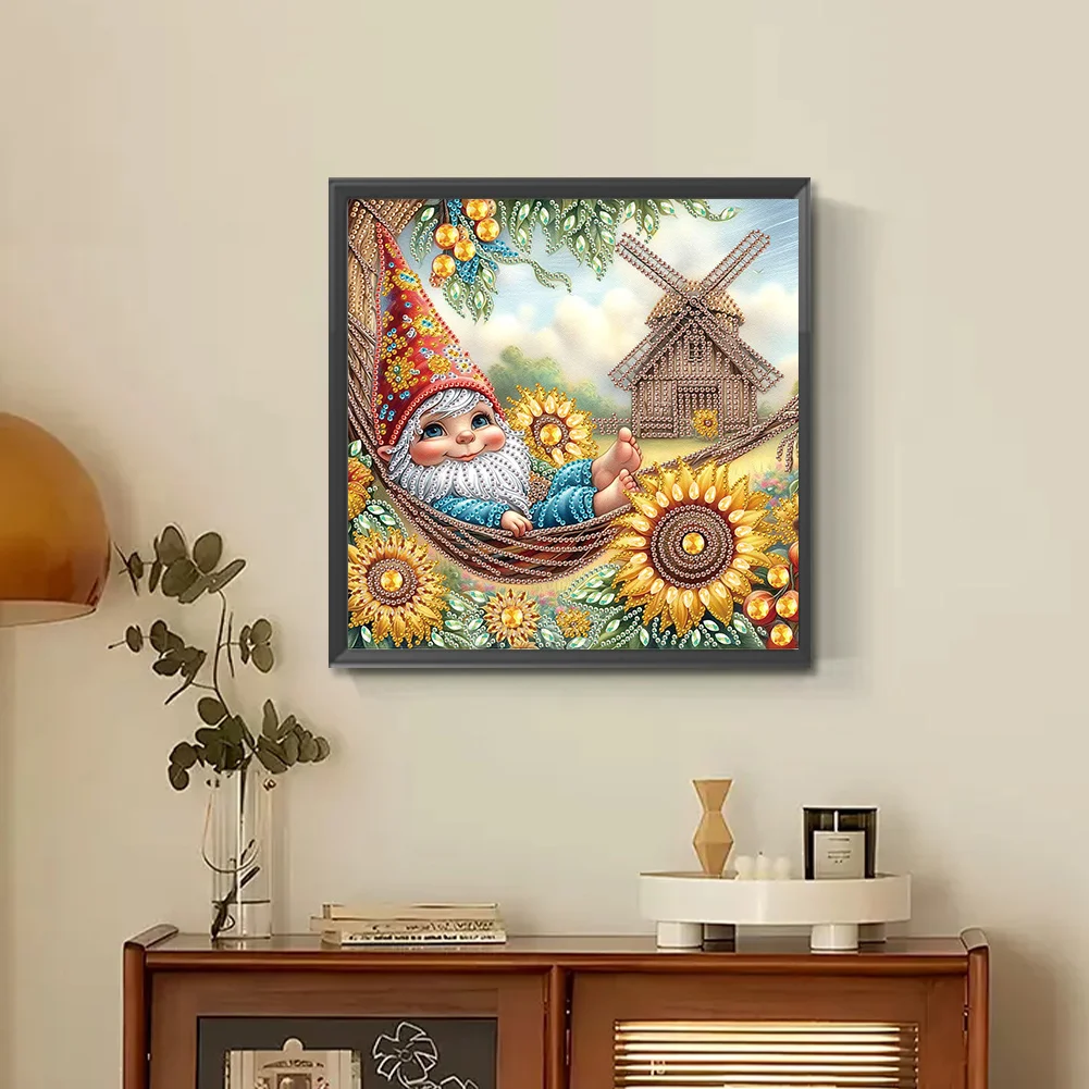 Diamond Painting - Partial Special Shaped Drill - Sunflower Gnome(Canvas|30*30cm)