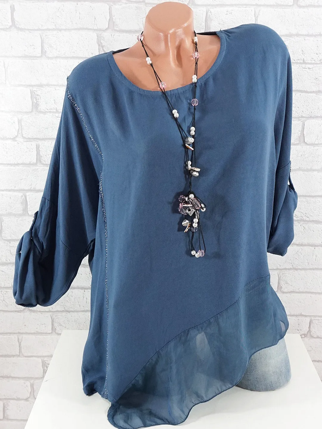 Women Long Sleeve Scoop Neck Printed Tops