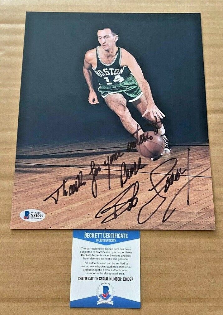 BOB COUSY SIGNED BOSTON CELTICS 8X10 Photo Poster painting BECKETT CERTIFIED #4