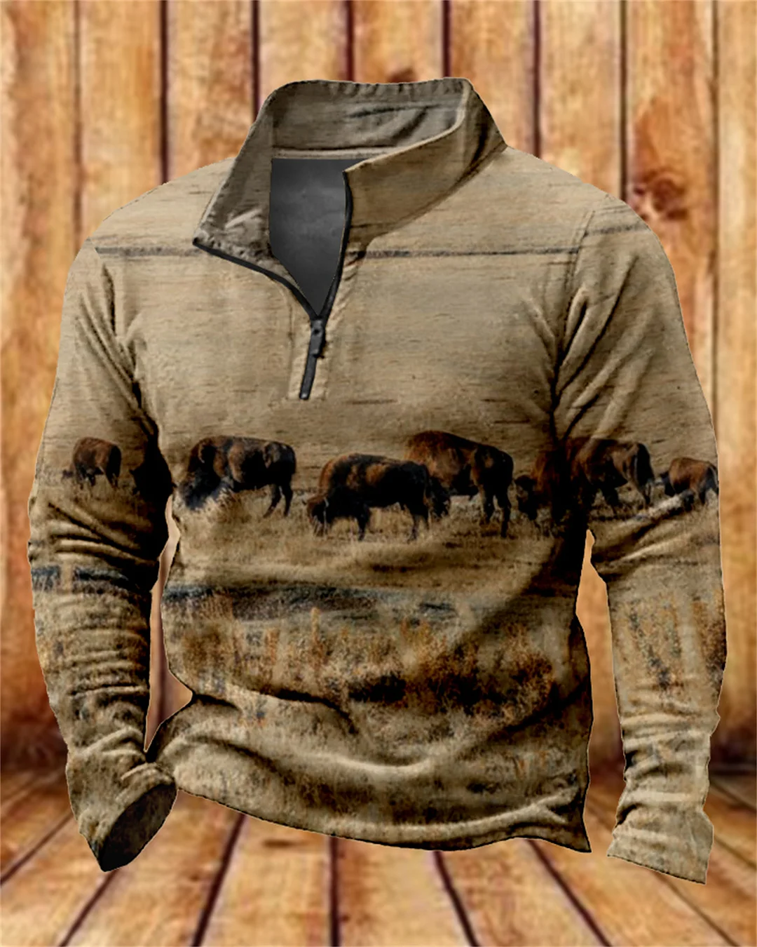 Suitmens Men's Yellowstone Bison Zipper Hooded 00407