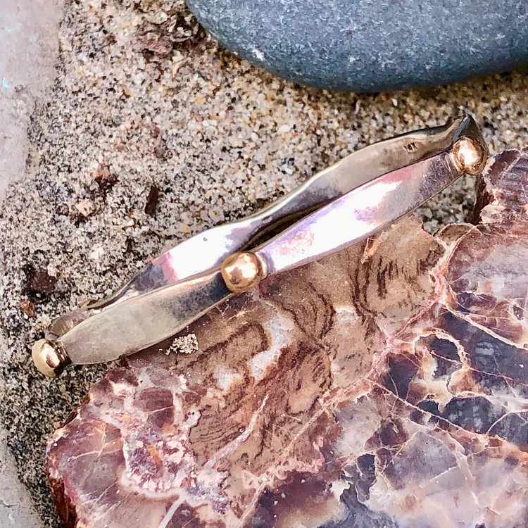 Sterling Silver and 14k Yellow Gold Bangle Bracelet