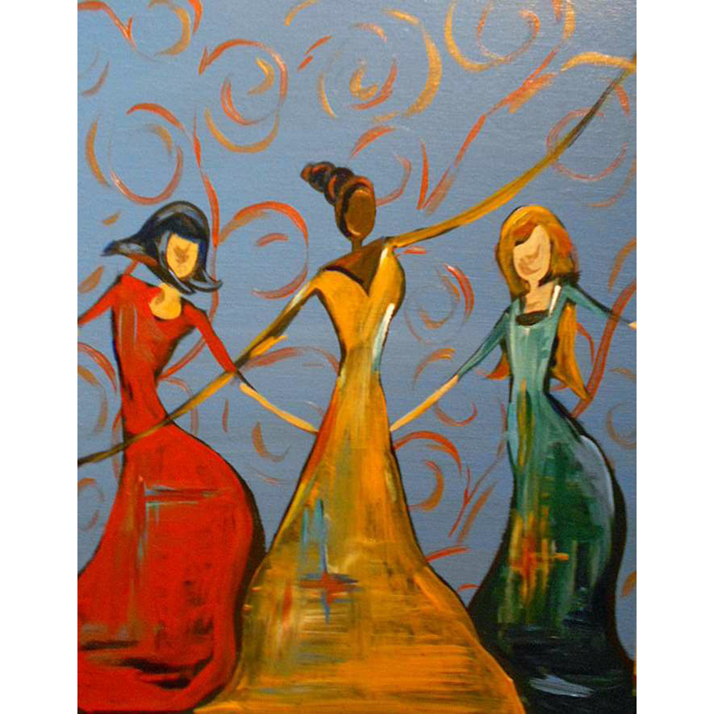 

30*40CM-Dancing Women Rhinestone-Round Drill Diamond Painting, 501 Original