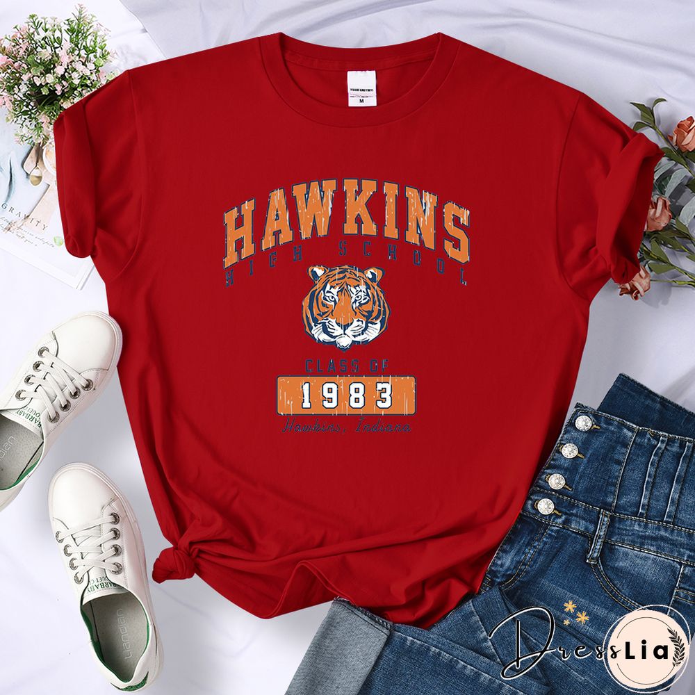 Hawkins High School Class Of 1983 Womens T-Shirts Breathable Casual Tshirt Cute Harajuku Short Sleeve Fashion T Shirts Female