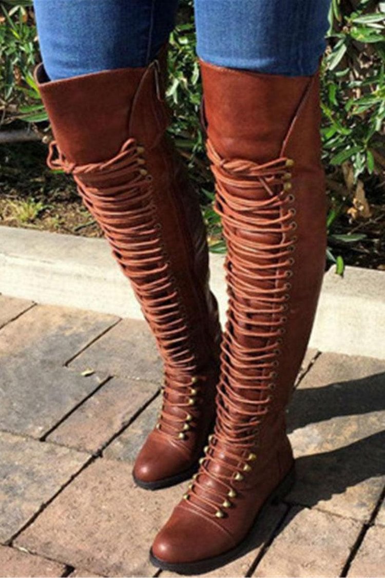Chunky Heels Bandage Cusual Over-the-knee Female Boots