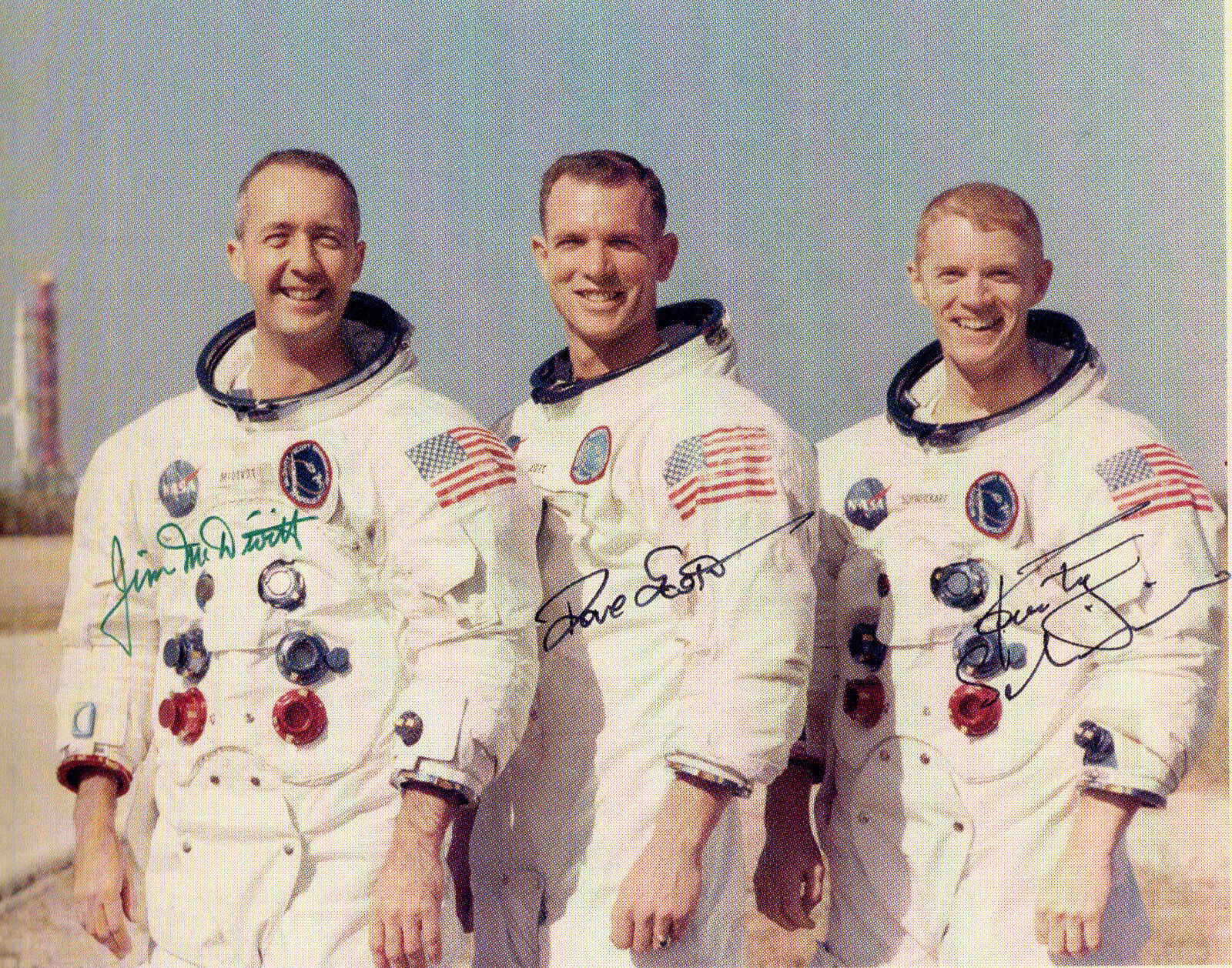 JIM McDIVITT Dave Scott RUSTY SCHWEICKART Signed Photo Poster paintinggraph - Apollo 9 preprint