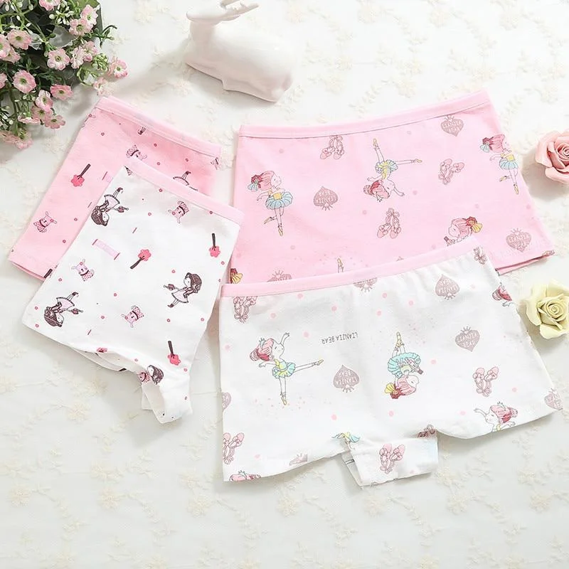 4Pcs Lot New Arrive Kids Underwear Cotton Baby Girl Panties Children's Briefs Cartoon Designs Shorts 2 To 10 Years ZL15