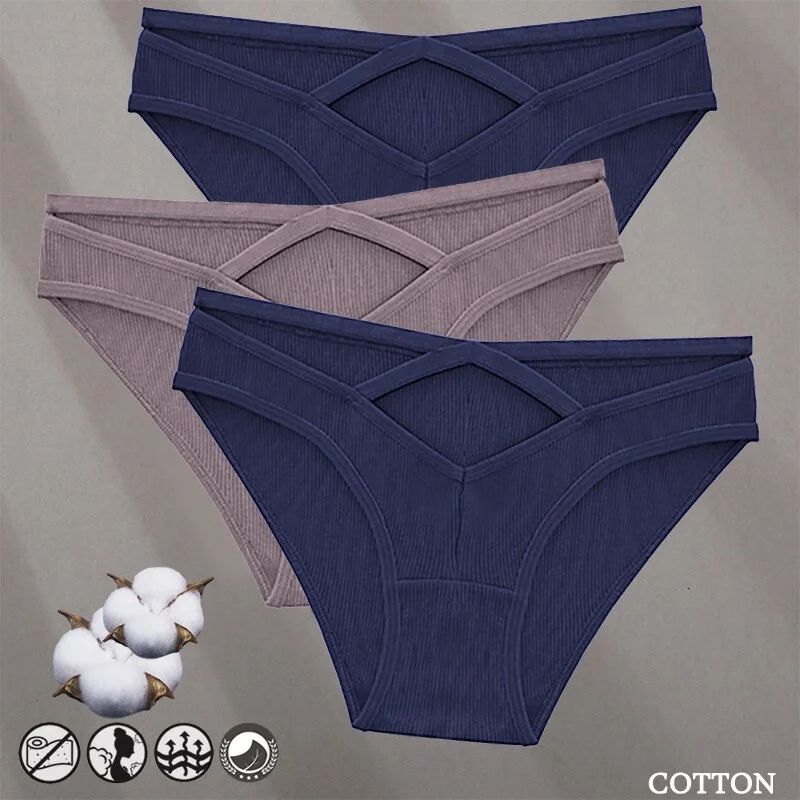 Billionm Women Sexy Cotton Underwear V-Waist Hollow Out Panties Briefs Solid Color Intimates Lingerie Female Comfortable Panty