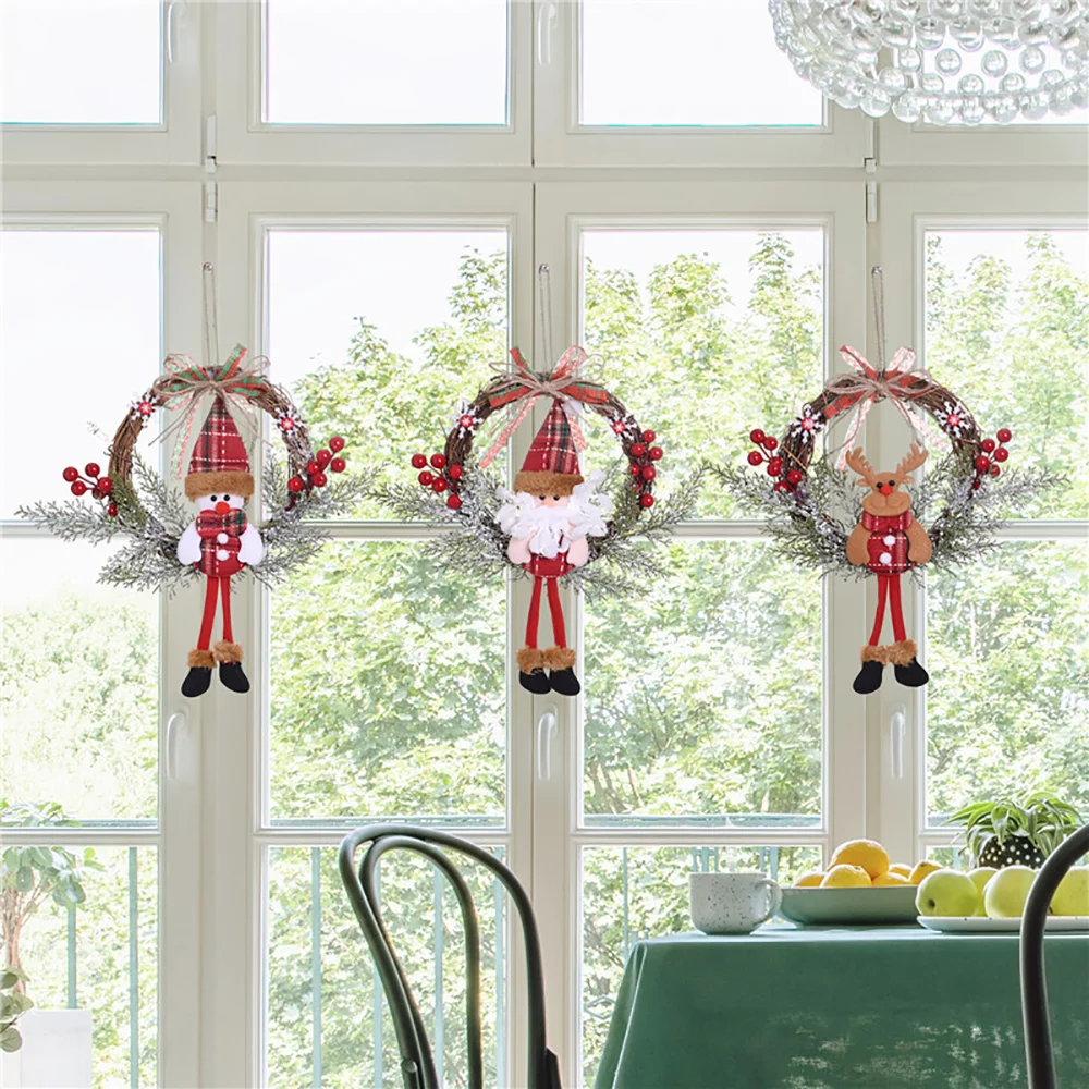 Christmas simulation cute cartoon doll garland window decorations