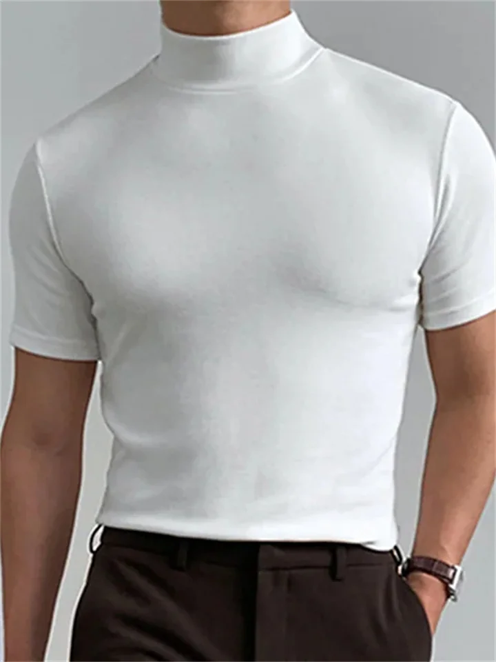 Men's T shirt Tee Plain Stand Collar Street Holiday Short Sleeve Clothing Apparel Fashion Casual Comfortable-Cosfine
