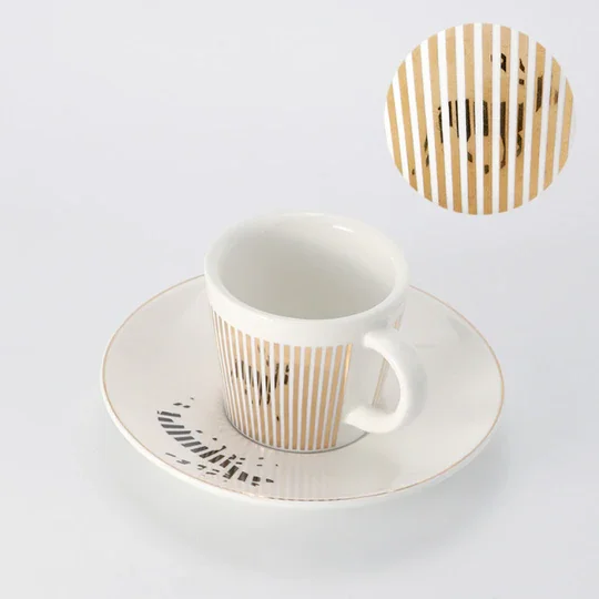 Mirror Cup Saucer - Creative Luxury Art Phantom Inverted Cup Gold Inlaid Porcelain Tea Cup Saucer - Appledas