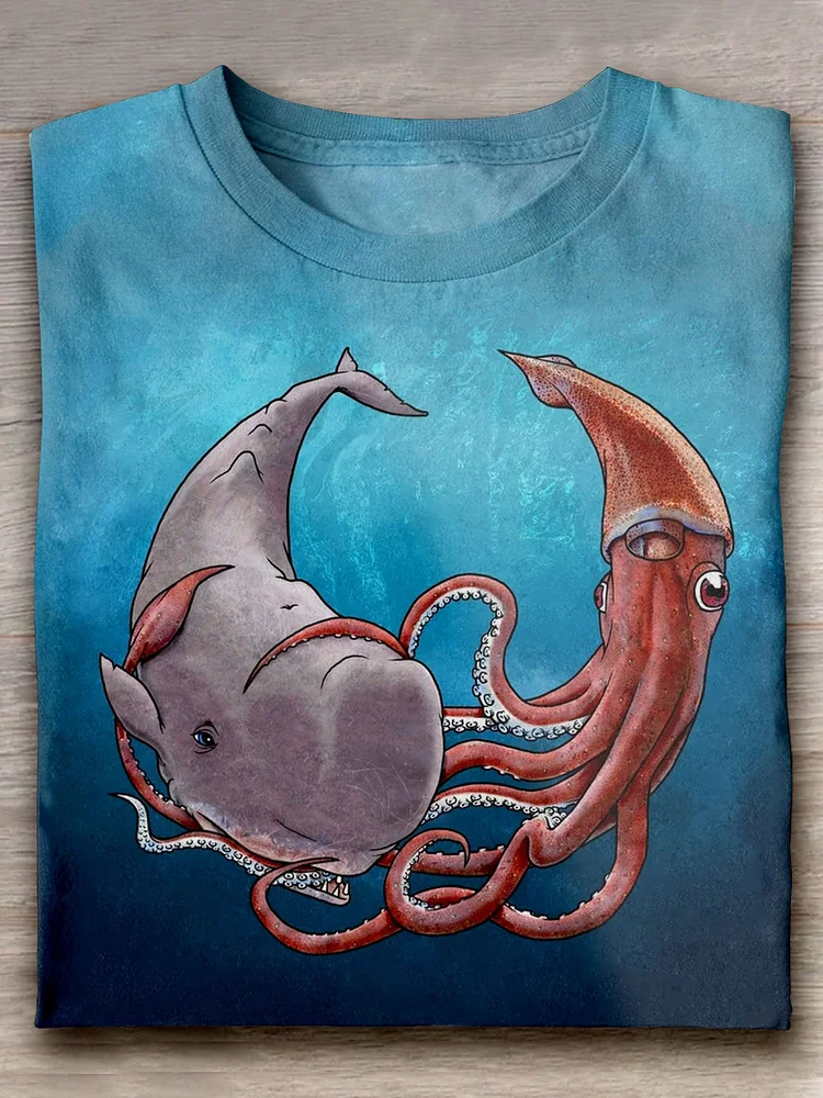 Battle Art Print Casual Short Sleeve T-shirt