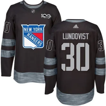 Men's  New York Rangers #30 Henrik Lundqvist Black 1917-2017 100th Anniversary Stitched NHL Jersey FC13