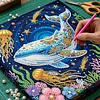 (25x25cm)DIY Whale Framed Handmade Pearl Painting Art Craft Kit Living Home Decor