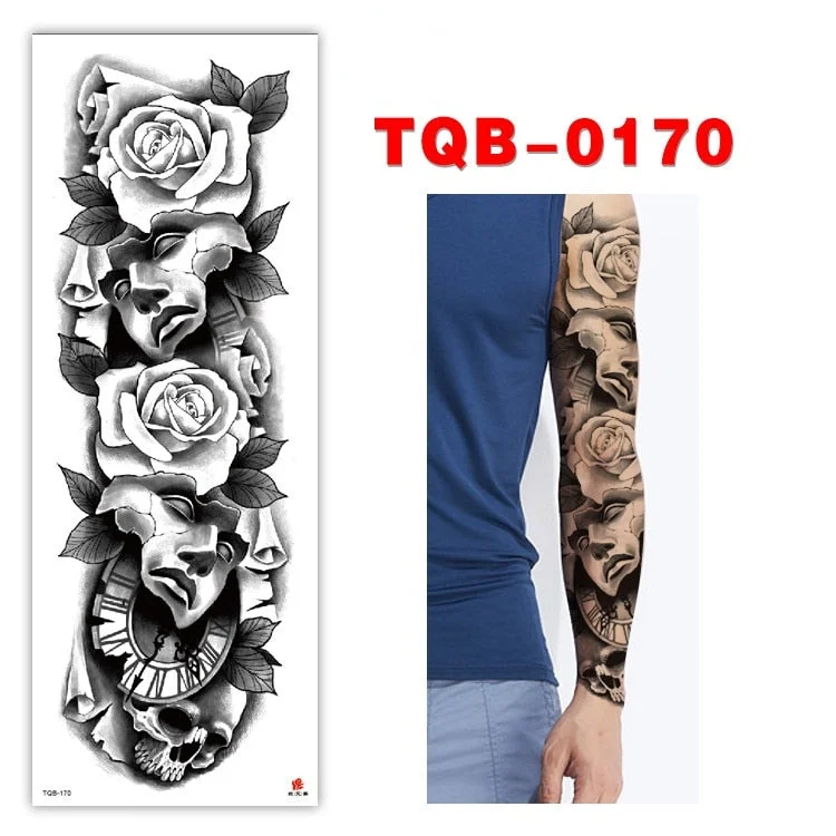 Full Arm Series Temporary Tattoo Full Arm Tattoo Sticker Lasting Waterproof Sweat Flower Arm Full Arm Tattoo Big Picture Sticker