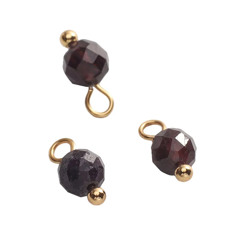 5 PCS/Package Diameter 3mm Diameter 4mm Hole 1~1.9mm Alloy Natural Stone Geometric Pendant Jewelry Accessories