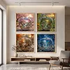 Apple Landscape Full 11CT 3 Strands DIY Stamped Cross Stitch Kits for Beginners Adults Home Wall Decor Cross Stitch Art and Crafts Kits 45x45cm