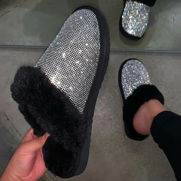 Diamond Faux Fur Slippers