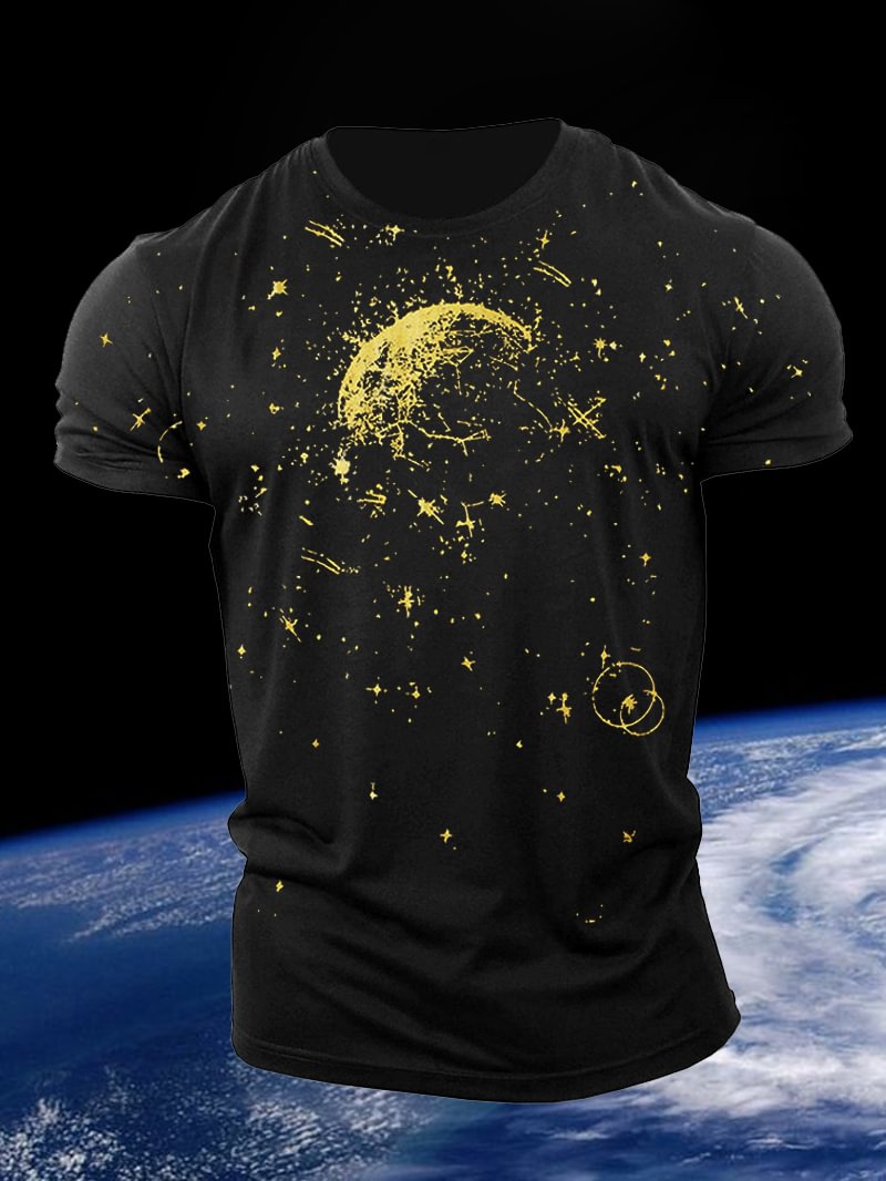 Fancy Space Printed Men's T-Shirt in  mildstyles