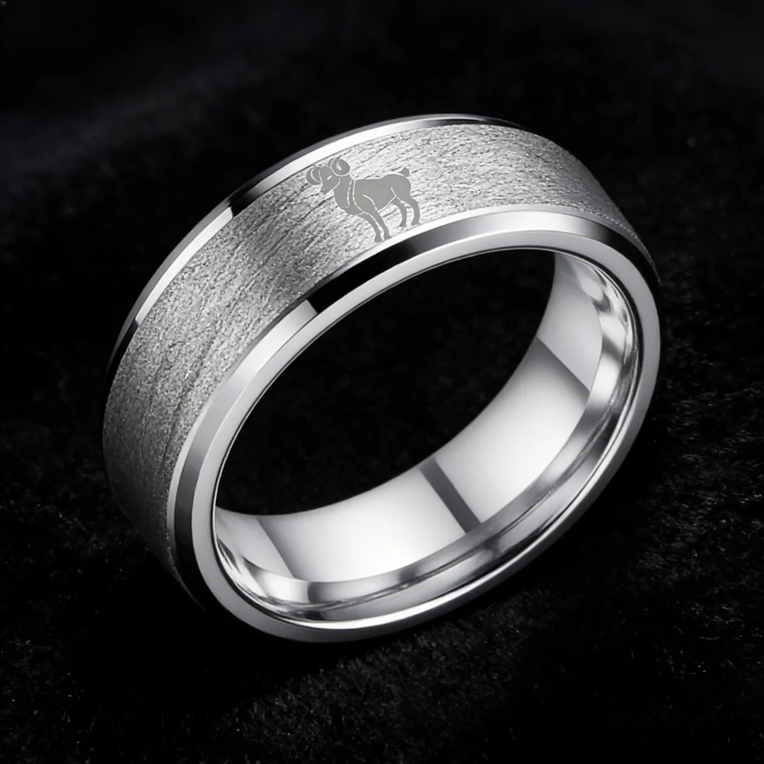 Men Women Aries Tungsten Carbide Rings Steps Sliver Tungsten Wedding Bands 4MM 6MM 8MM